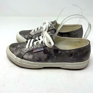 Superga Metallic Camouflage Sneakers | Lace-Up | Silver Gray | Size 8